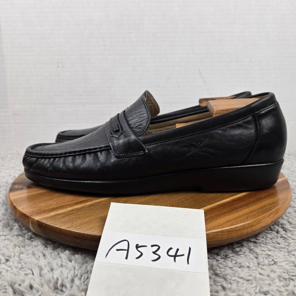 SAS Mens 12M Ace Slip On Black Leather Moccasin Moc Toe Casual Lifestyle Loafer